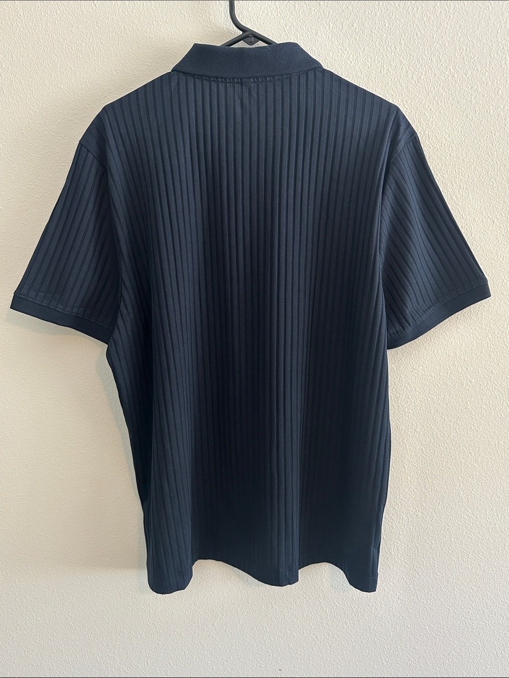 Perry Ellis Navy Ribbed Zip-Front Polo - Picture 7 of 10